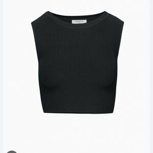 Aritzia Babaton Black Ribbed Crop Tank